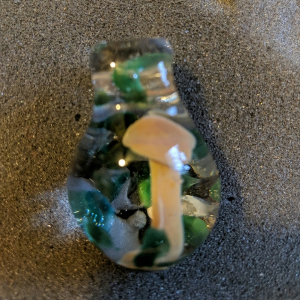 Hand made glass mushroom pendant